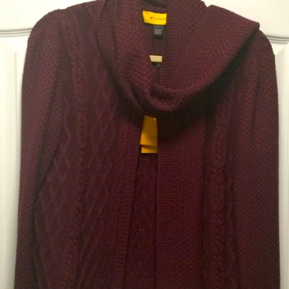 sweater cardigan w/scarf all in one! St. John brand NWT - Picture 3 of 4